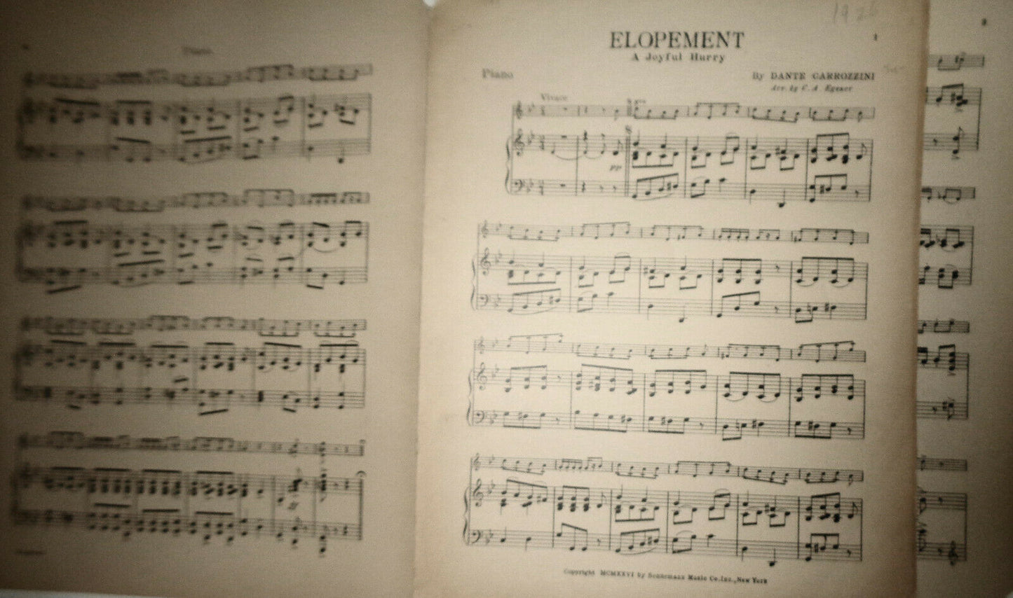 ELOPEMENT - A JOYFUL HURRY, BY DANTE CARROZZINI - 1926, FOR ORCHESTRA