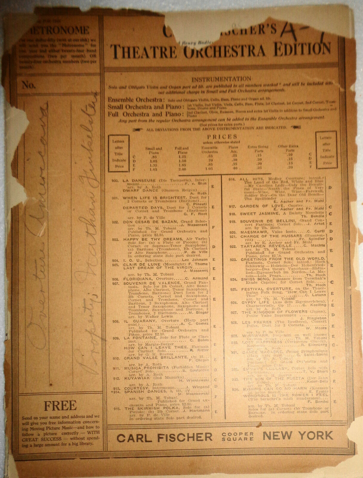 Overture Americana, by Mayhew Lake. 1919 For Orchestra.