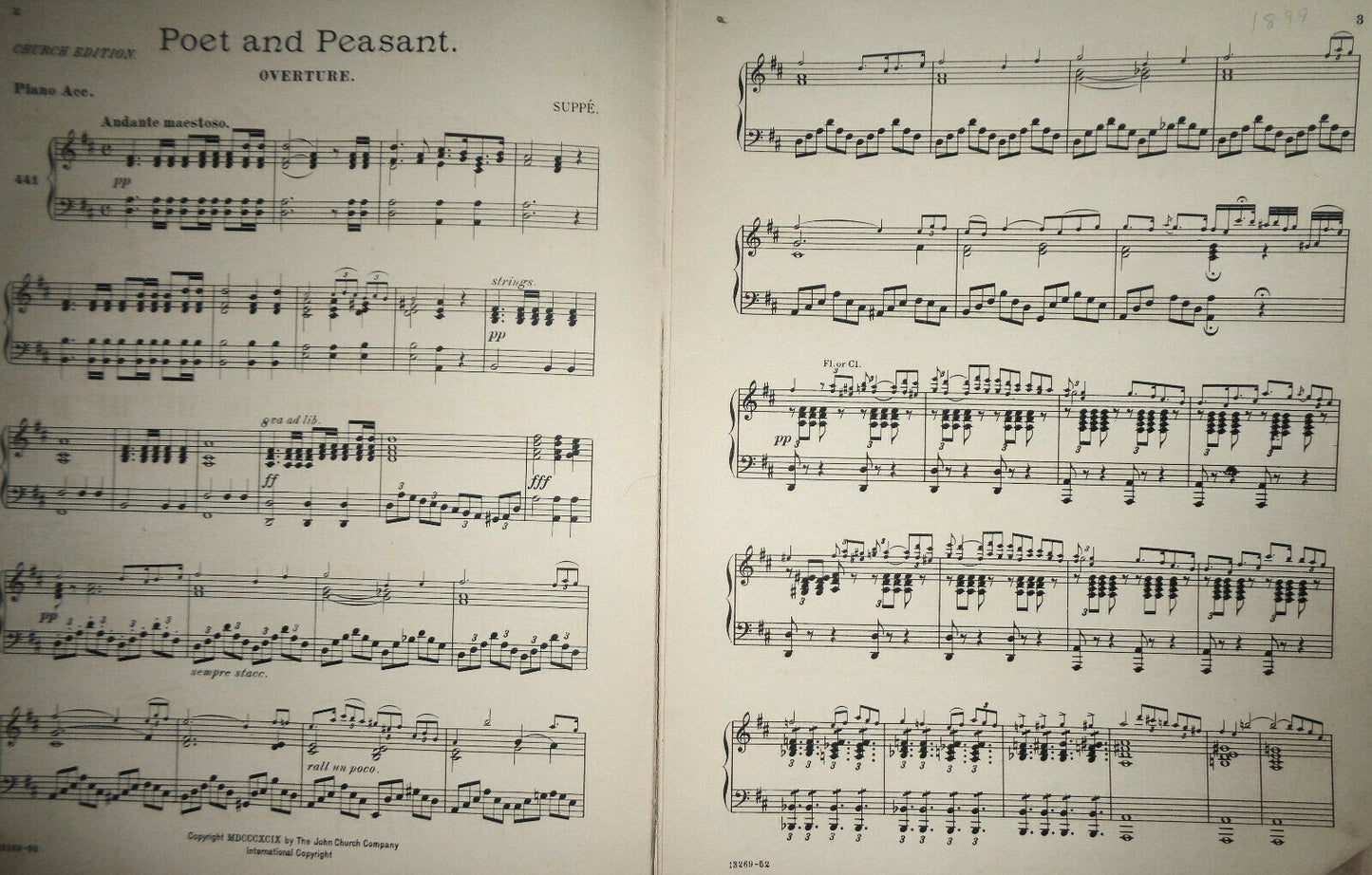 POET AND PEASANT - OVERTURE, BY F. von SUPPE - 1899 - music score for orchestra