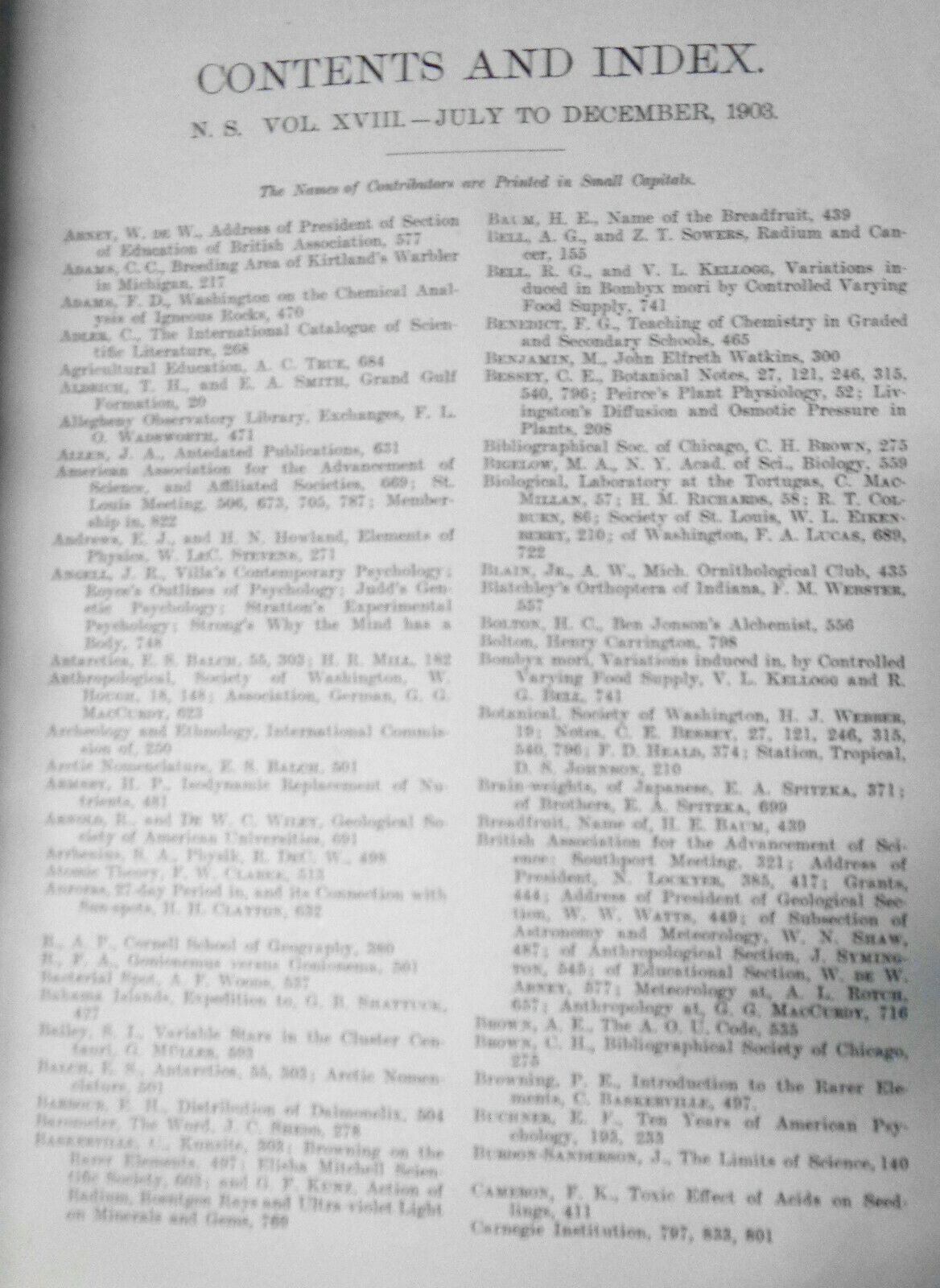 Science, Vol. 18: July-December, 1903 - Weekly Journal of AAAS. Bound volume.