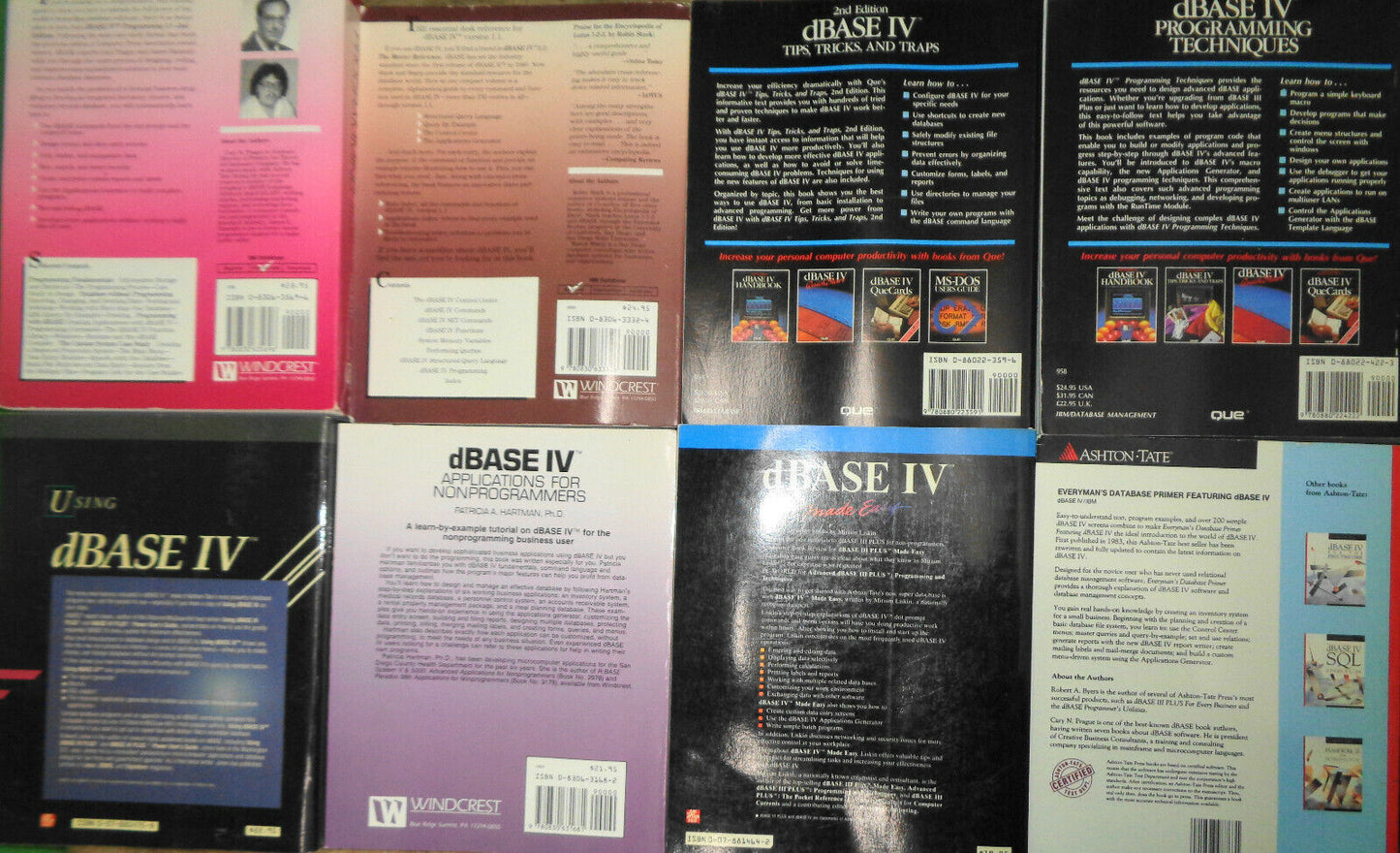 dBASE IV database programming lot of 8 books