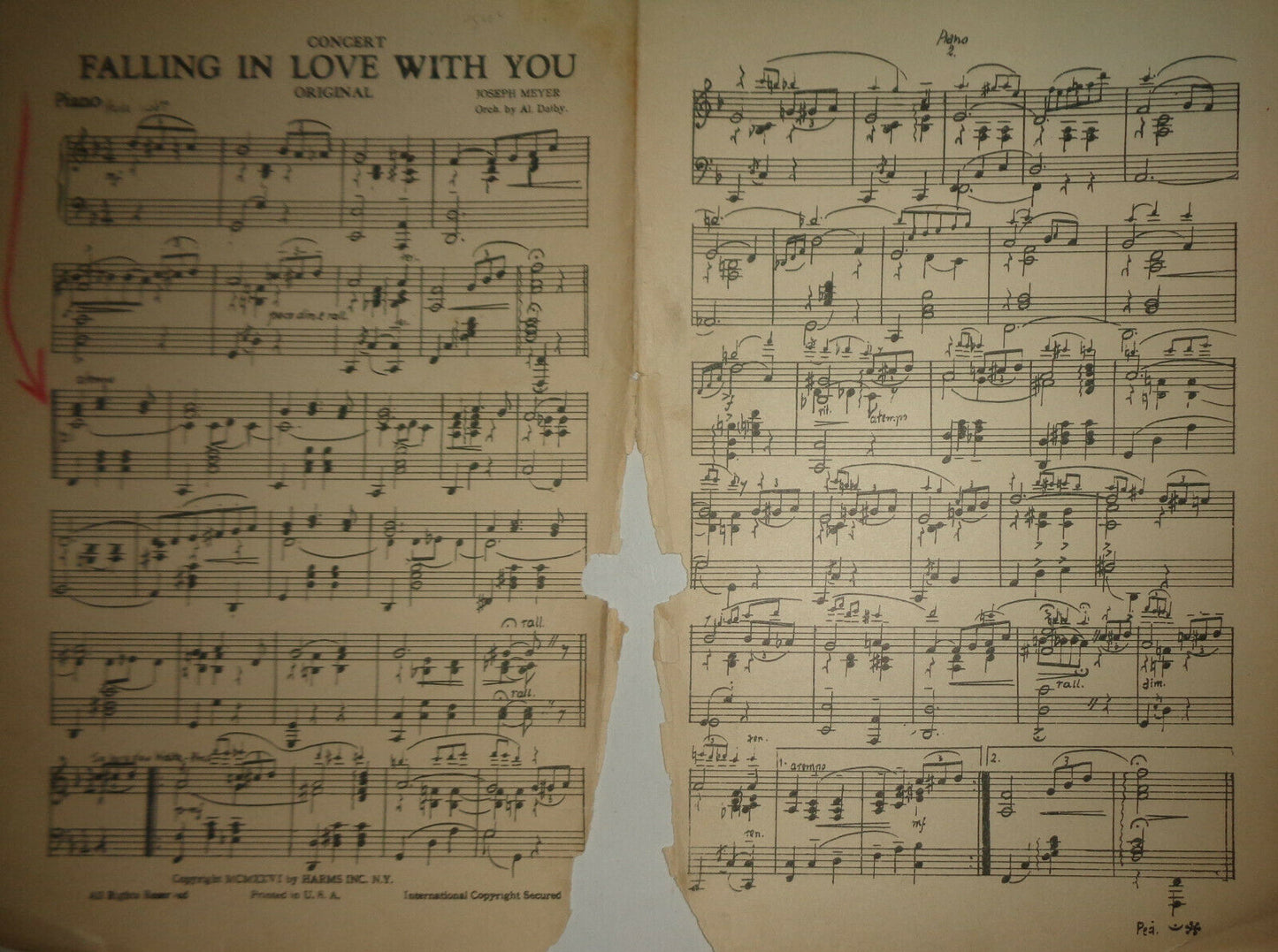 FALLING IN LOVE WITH YOU - CONCERT ORIGINAL - 1926 BY JOSRPH MEYER