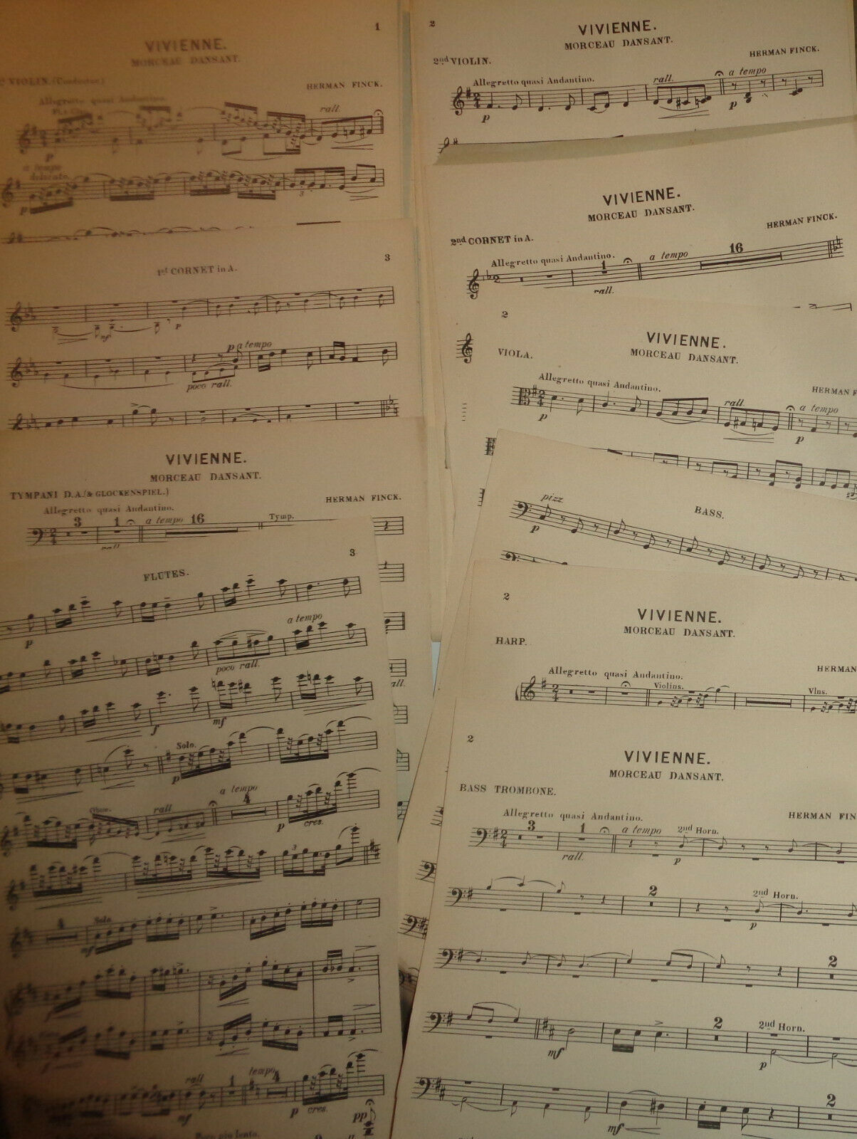 VIVIENNE : MORCEAU DANSANT - SHEET MUSIC FOR ORCHESTRA, BY HERMAN FINCK - 1917