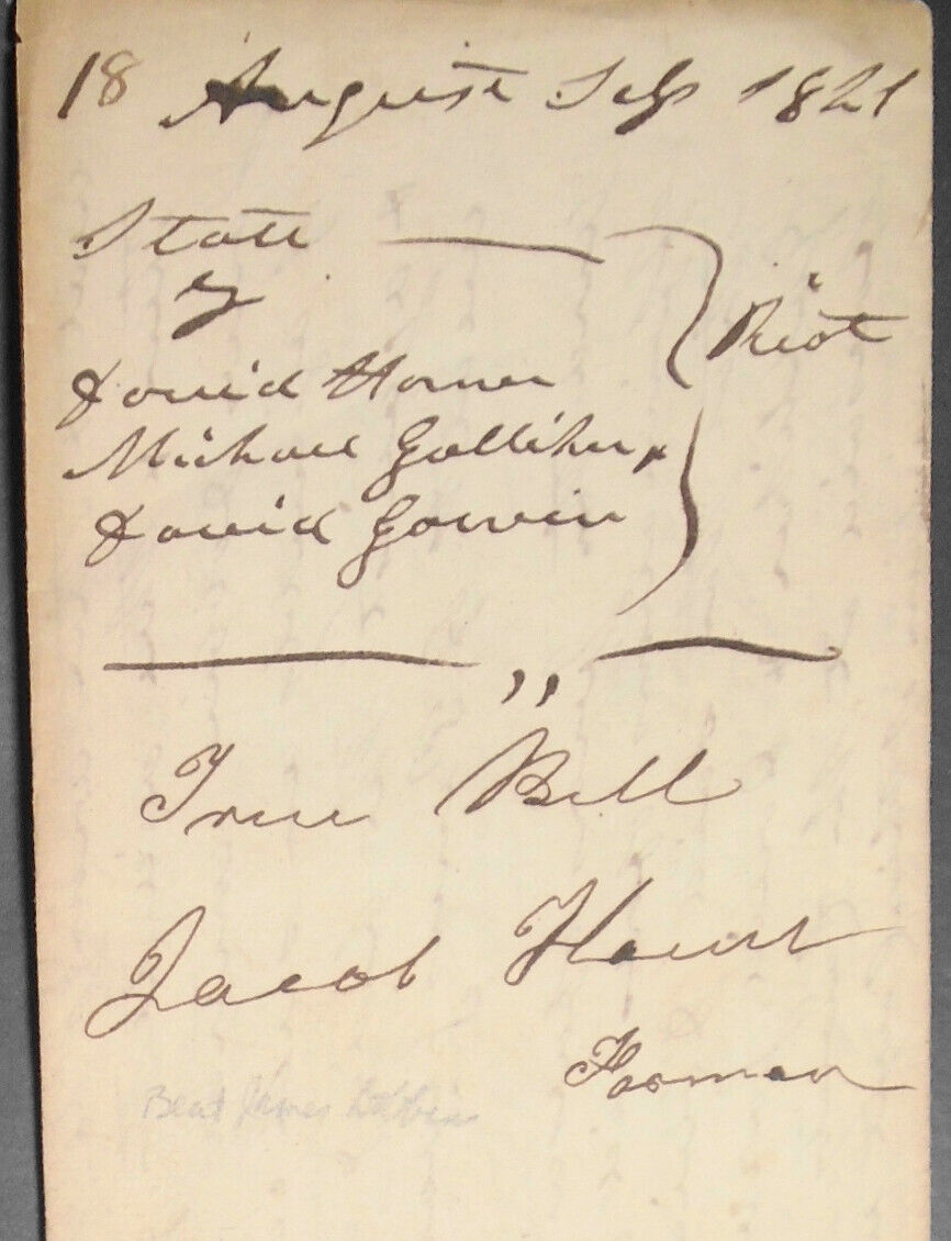 1821 Gettysburg Pennsylvania - Rioting, stealing, beating James Dobbin - Inquest