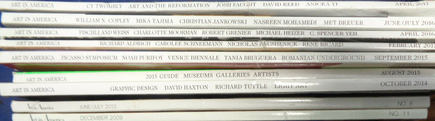 Art in America lot of 9 issues, 2009-2017 - Cy Twombly, Picasso Symposium, etc
