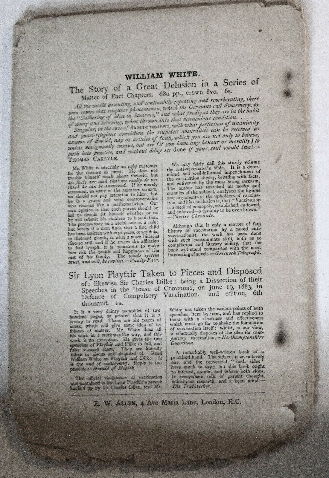 1886 The mitigation theory of vaccination, by Alfred Milnes. 1st edition.