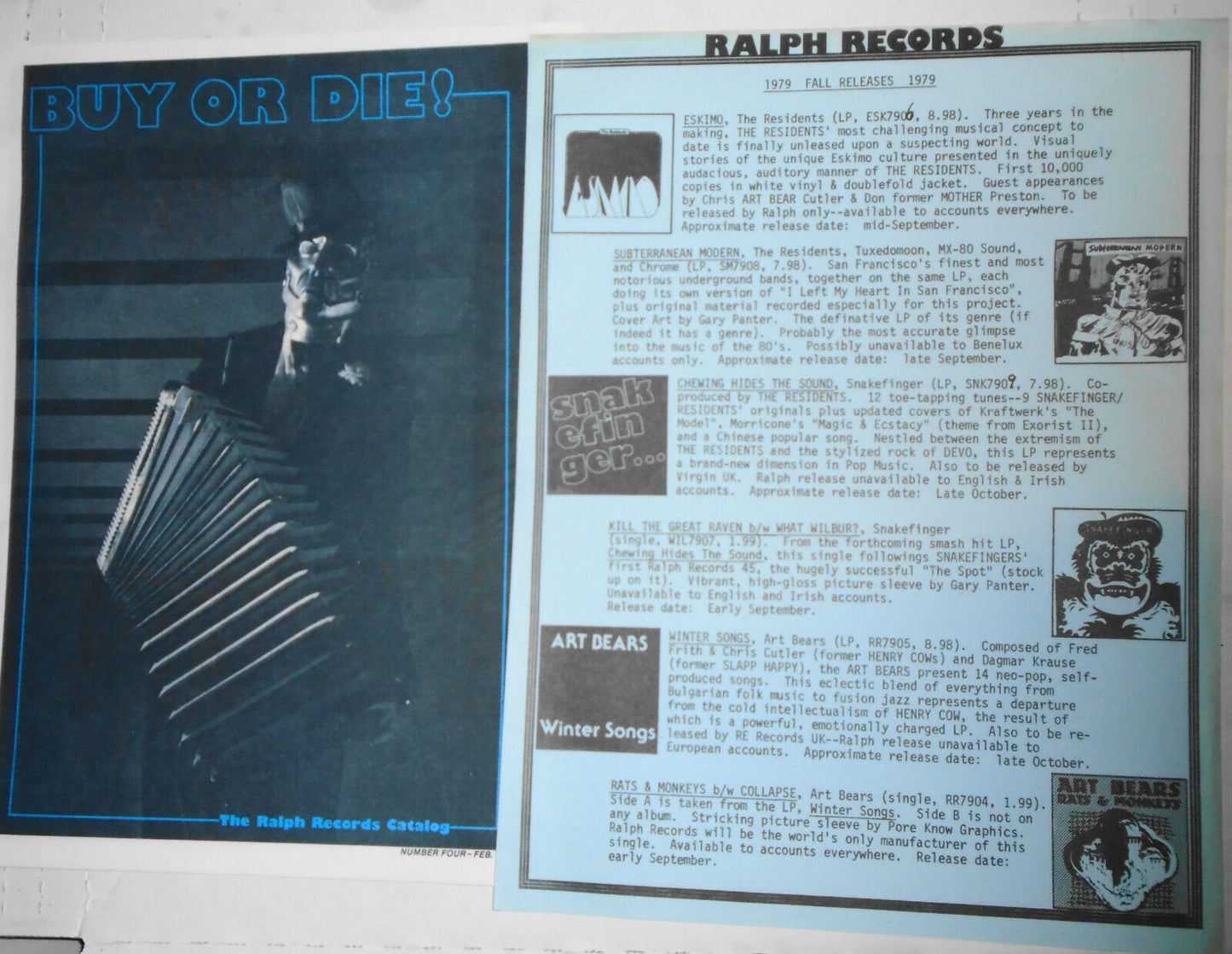 The Residents - Ralph Records - Buy Or Die Catalog #4, 1979