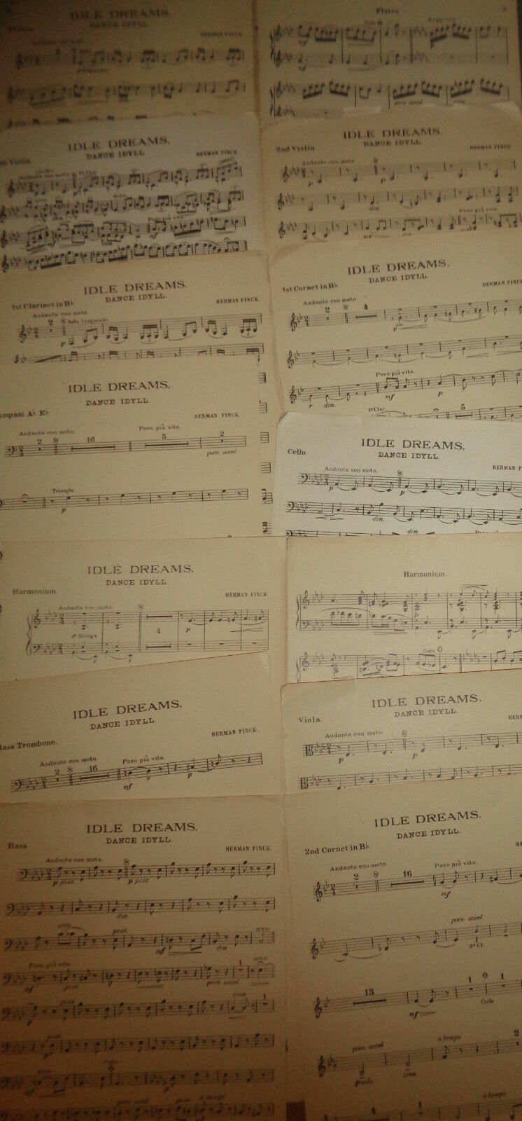 IDLE DREAMS, DANCE IDYLL - BY HERMAN FINCK - 1921 - SHEET MUSIC FOR ORCHESTRA