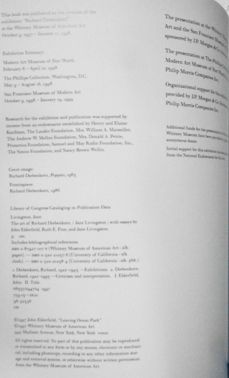 The Art of Richard Diebenkorn, by Jane Livingston - Whitney Museum 1997 PB