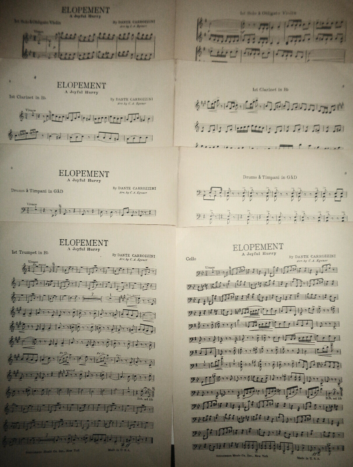 ELOPEMENT - A JOYFUL HURRY, BY DANTE CARROZZINI - 1926, FOR ORCHESTRA