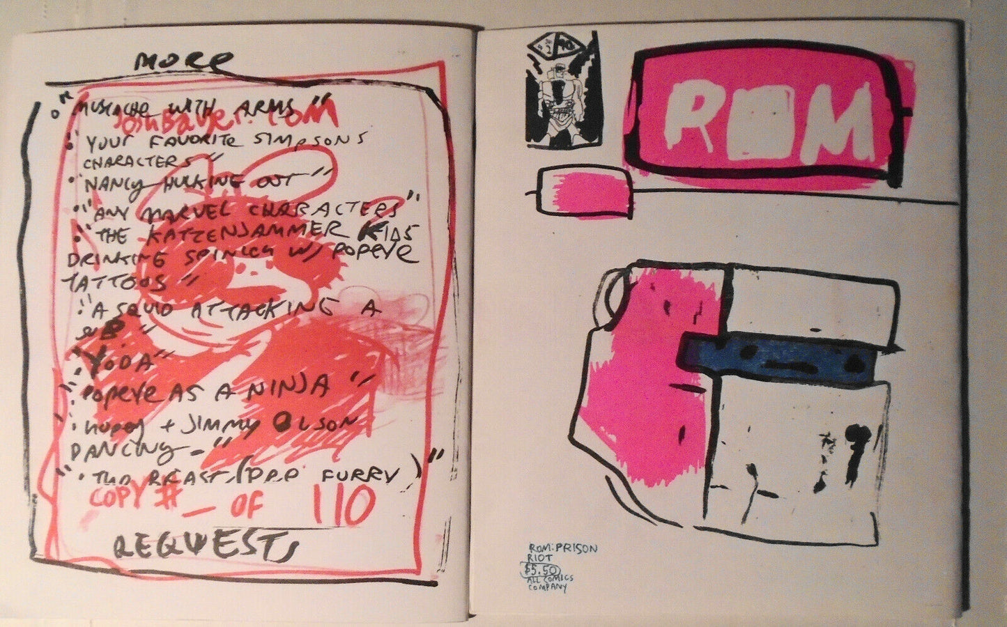 Josh Bayer : Drawings You Want & ROM Prison Riot - 2 Rare comics. First editions