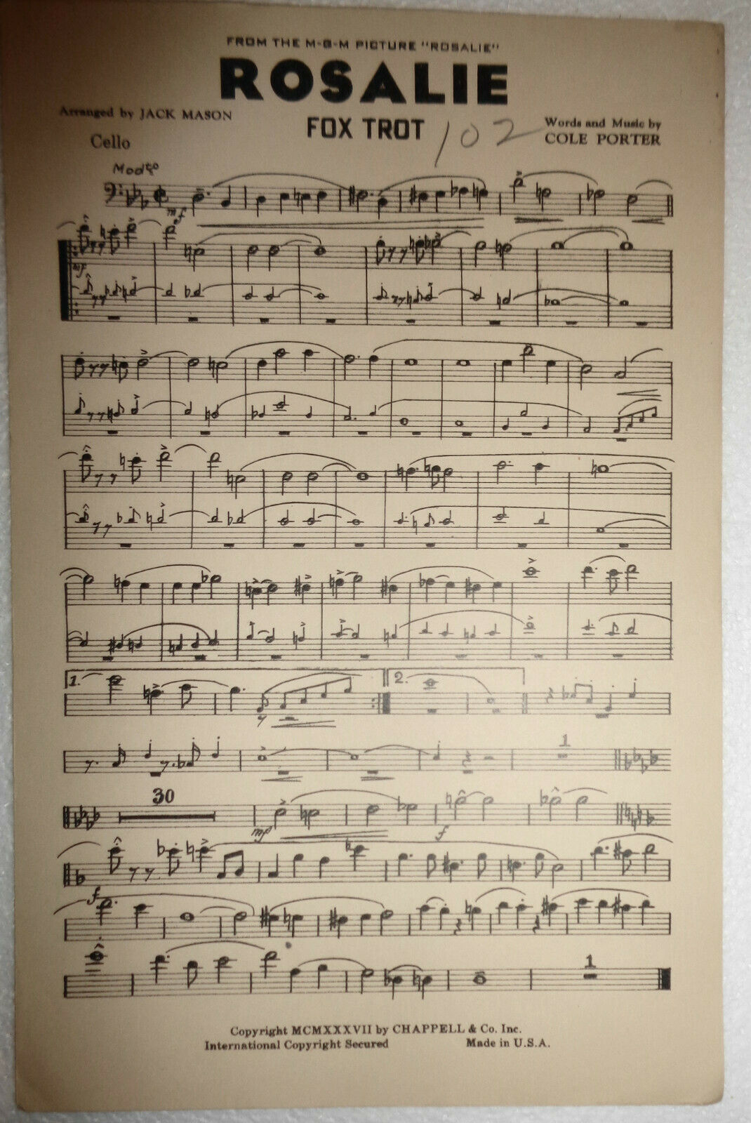 Rosalie : fox trot, by Cole Porter - 1937, for orchestra. Arranged by Jack Mason