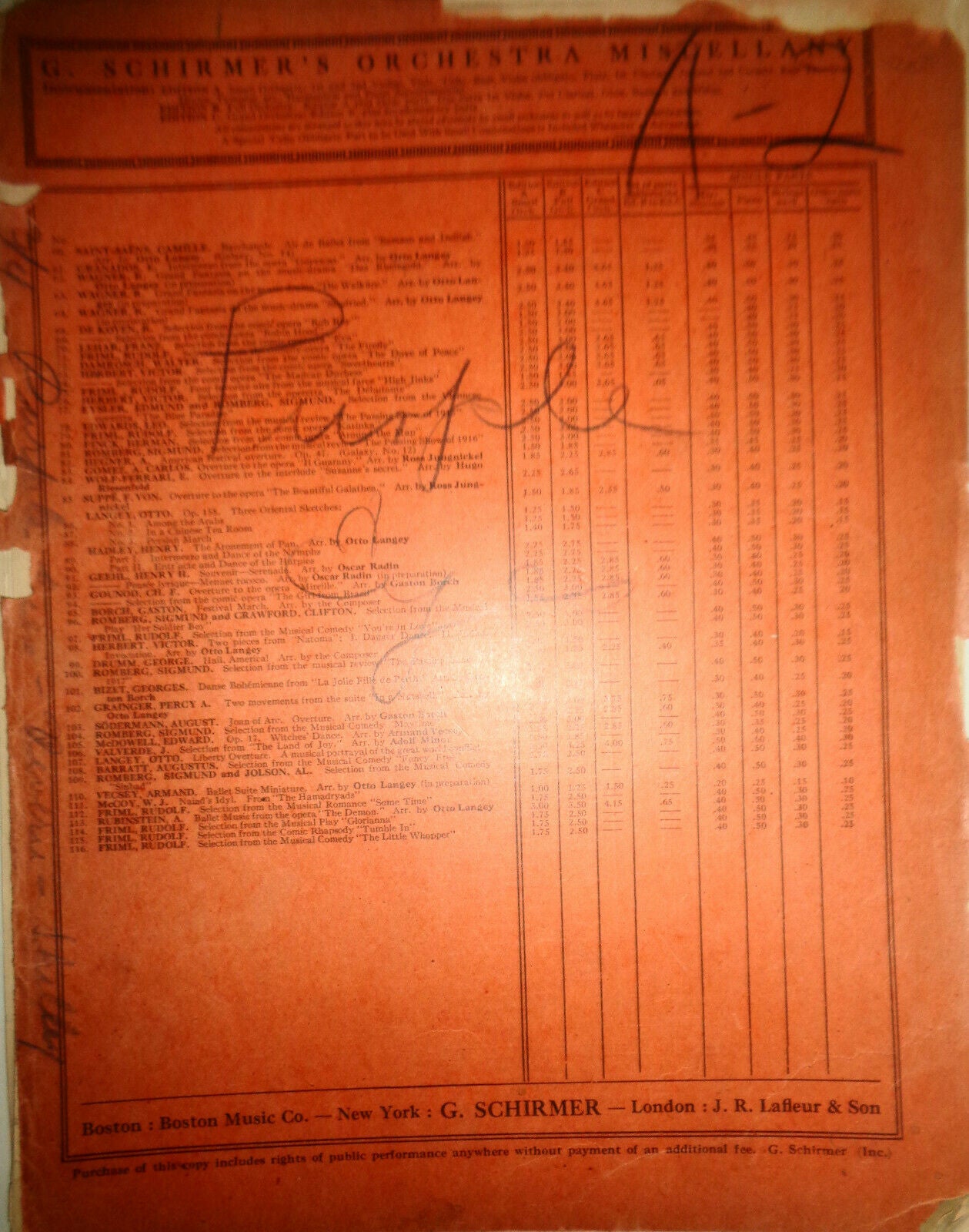 PURPLE EYES REVERIE, by Harry Rowe Shelley. 1904 - music score for orchestra