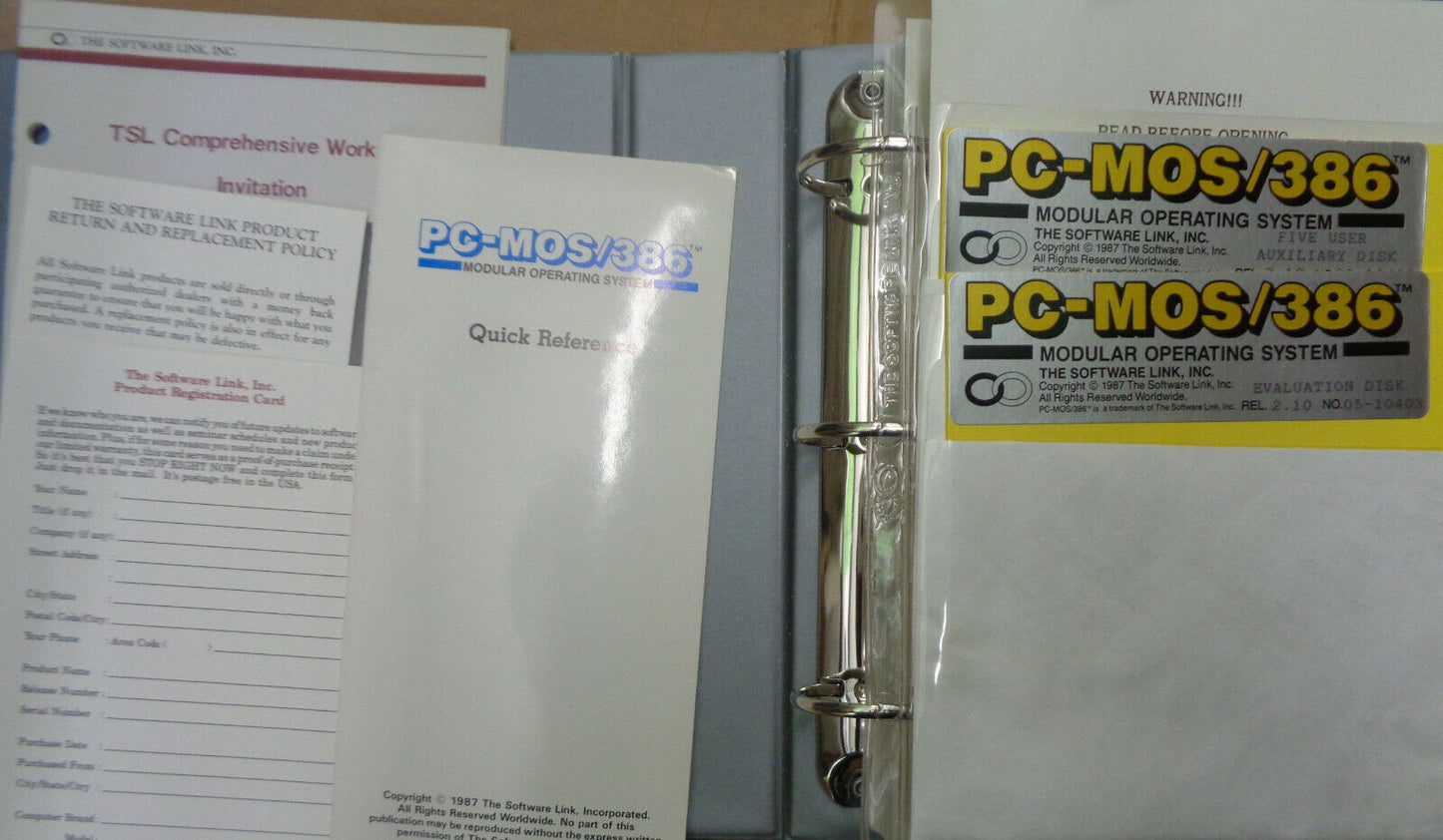 PC-MOS/386 Modular Operating System - 5-User version, 1988. Unused. Pristine.