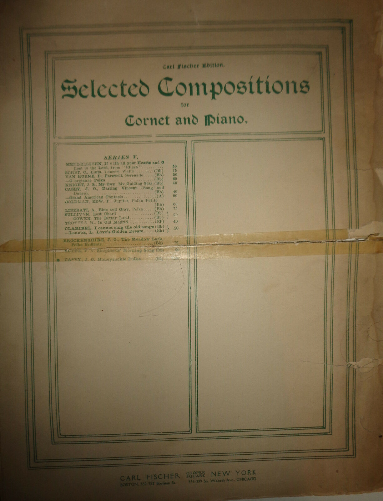HONEYSUCKLE POLKA, BY J. O. CASEY, 1891 - SHEET MUSIC FOR ORCHESTRA