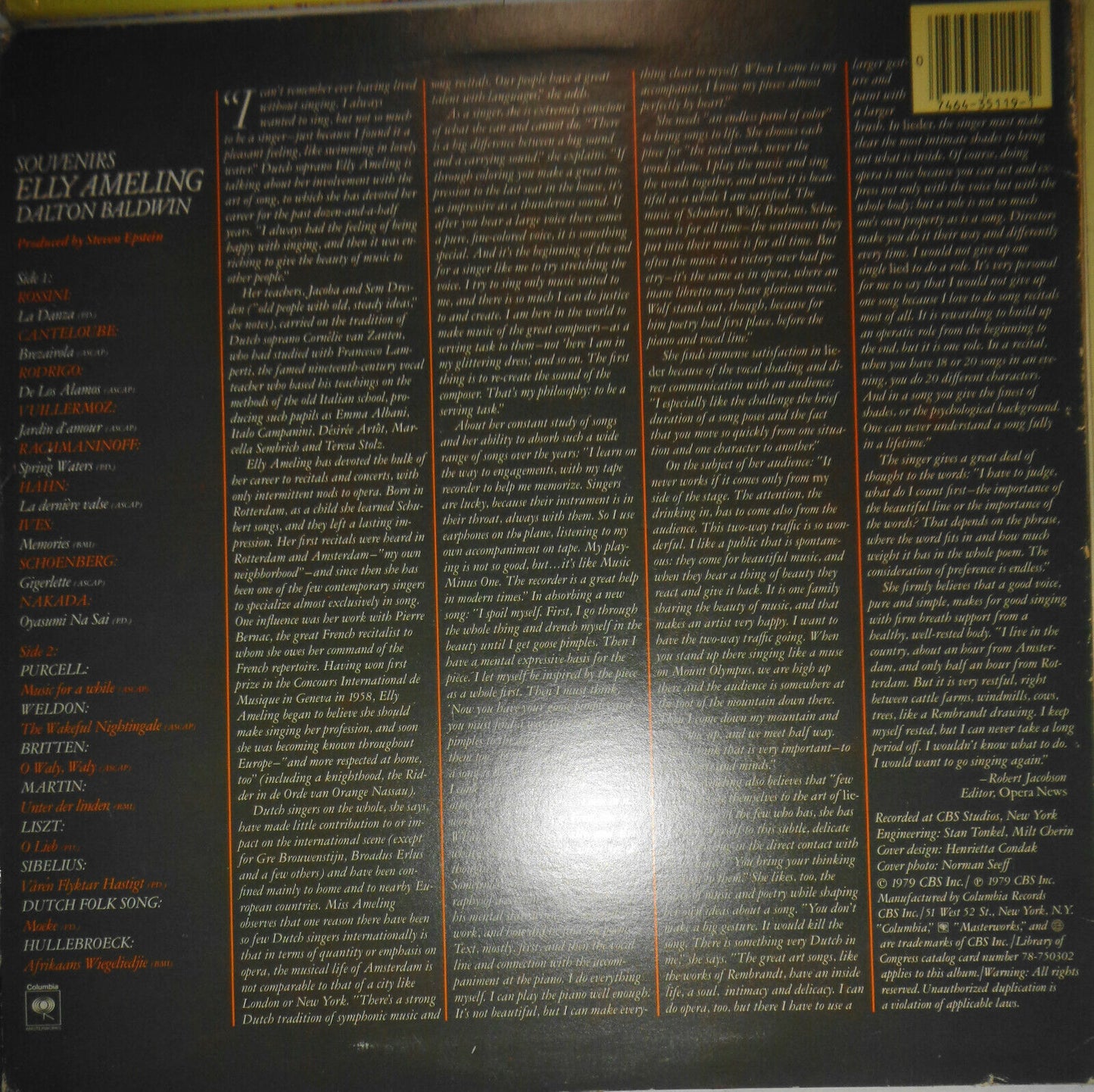Elly Ameling : 6 LPs lot - 2 are mint, sealed - other 4 with near mint vinyls
