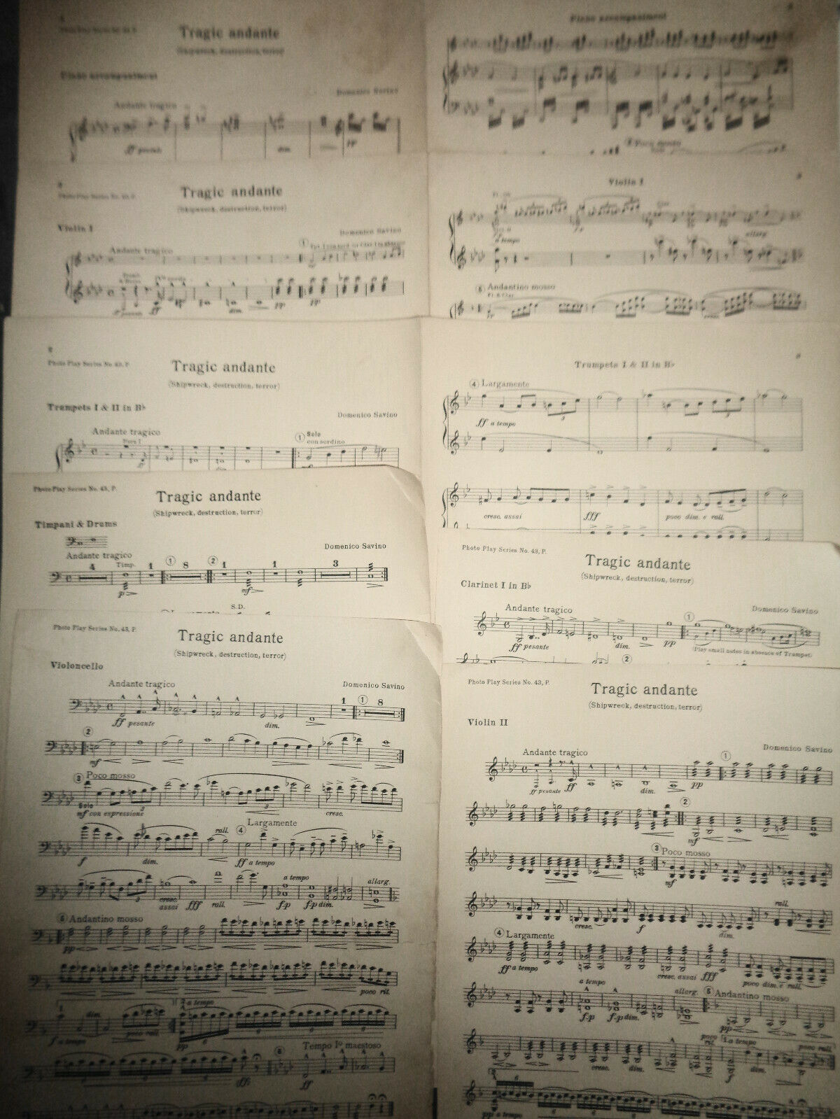 TRAGIC ANDANTE (SHIPWRECK, DESTRUCTION TERROR), by Domenico Savino 1923 for orch