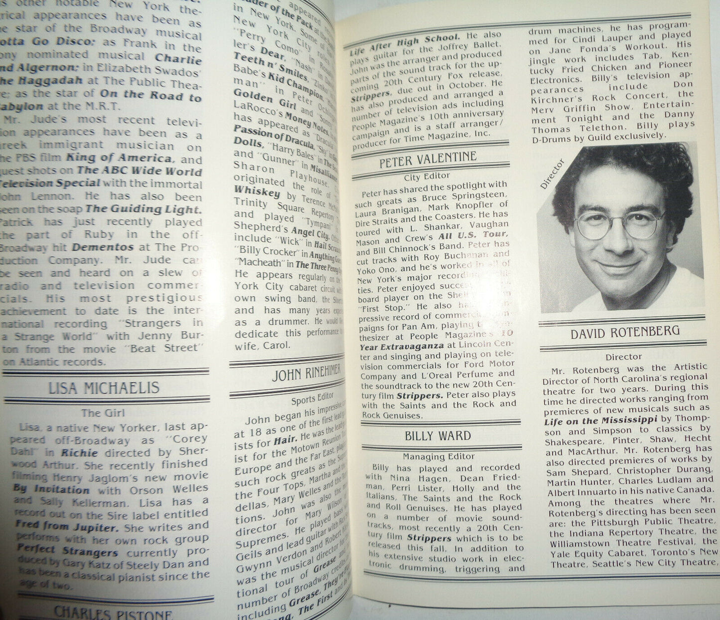 THE NEWS - SOUVENIR PROGRAM - 1985 BURT REYNOLDS JUPITER THEATRE, NEW YORK: