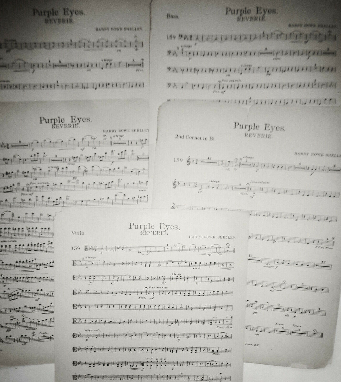 PURPLE EYES REVERIE, by Harry Rowe Shelley. 1904 - music score for orchestra