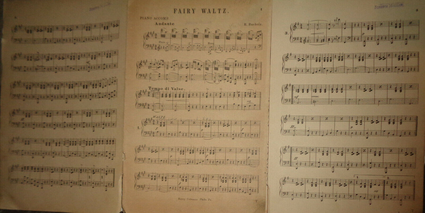 FAIRY WALTZ, BY R. BUCHOLZ - 1889 - SHEET MUSIC FOR ORCHESTRA