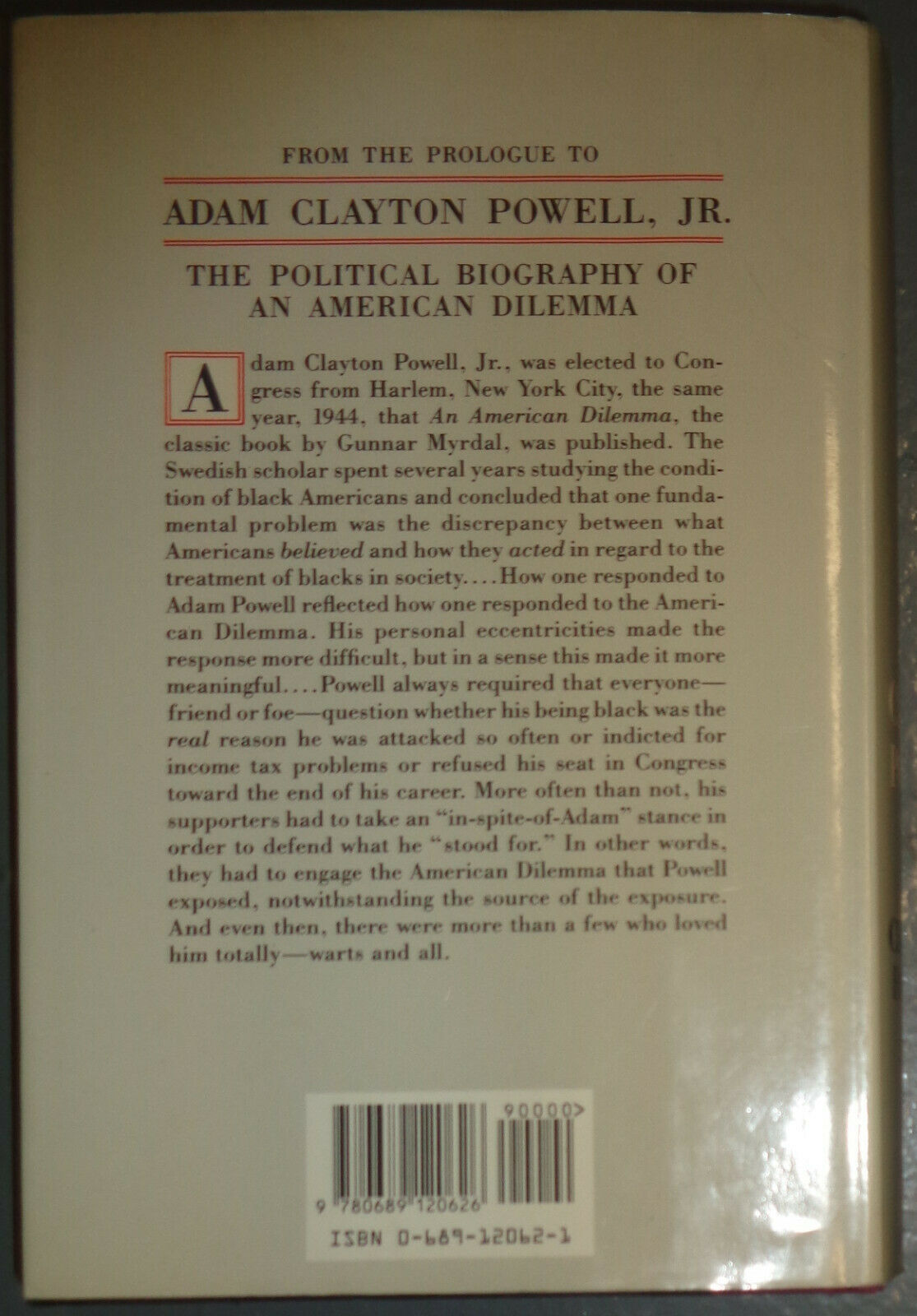 Adam Clayton Powell, Jr. : The Political Biography of an American Dilemma by...