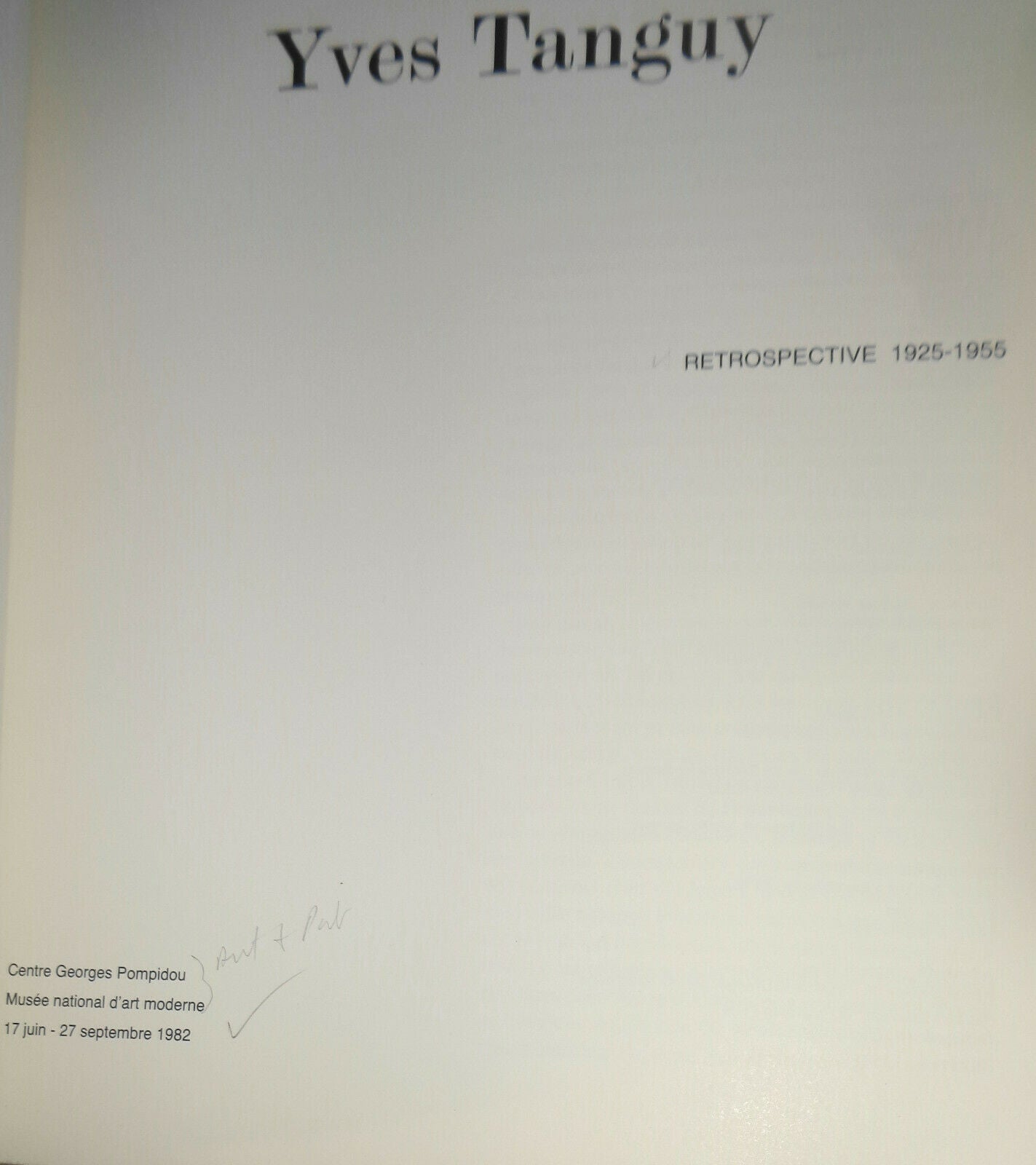 Yves Tanguy Retrospective 1925-1955 - Musee National D'Art Moderne, 1982