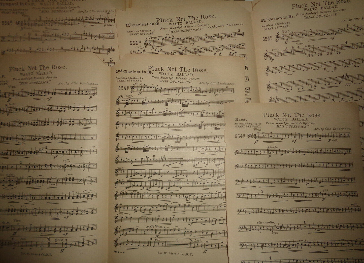 PLUCK NOT THE ROSE WALTZ BALLAD - SHEET MUSIC FOR ORCHESTRA - 1911