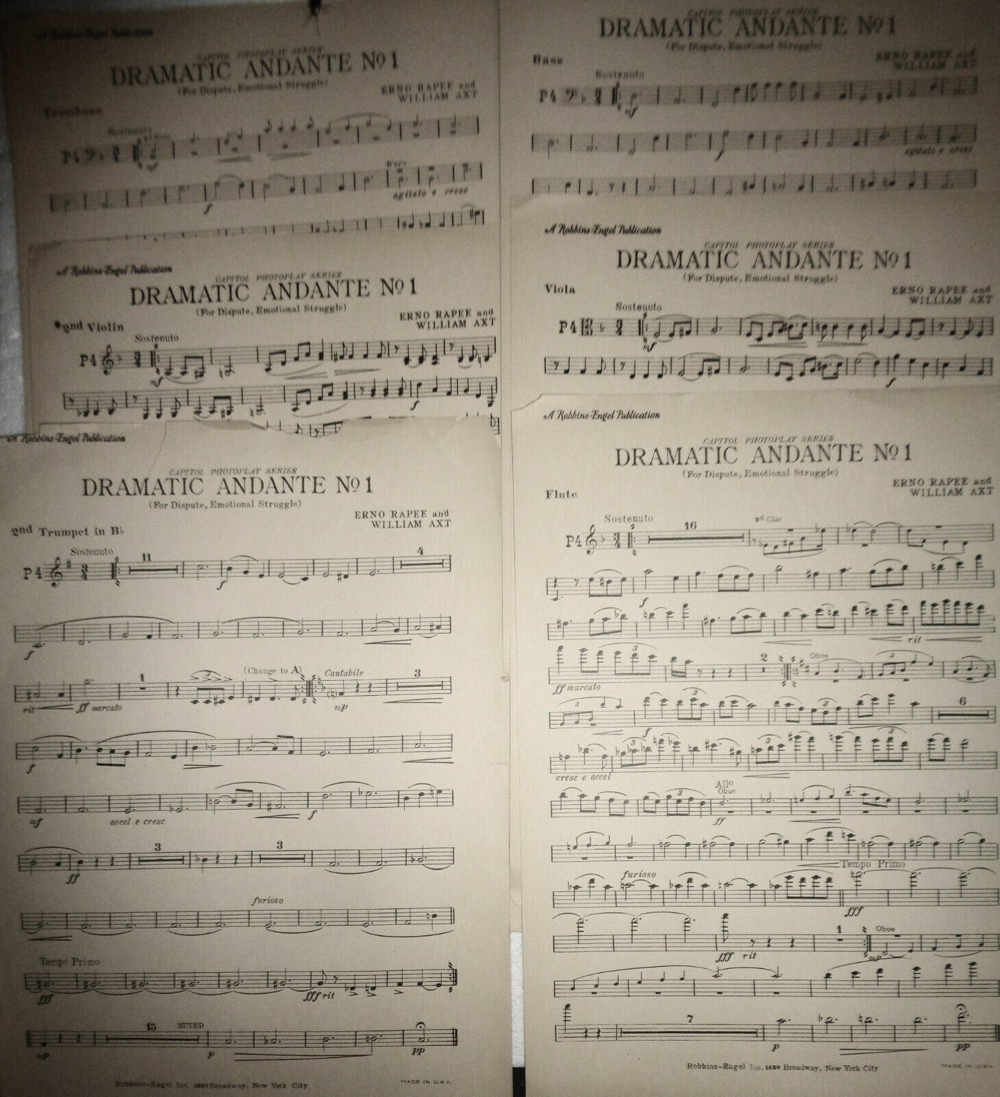 Dramatic Andante No. 1: Dispute, Emotional Struggle, by Rapee 1923 for orchestra