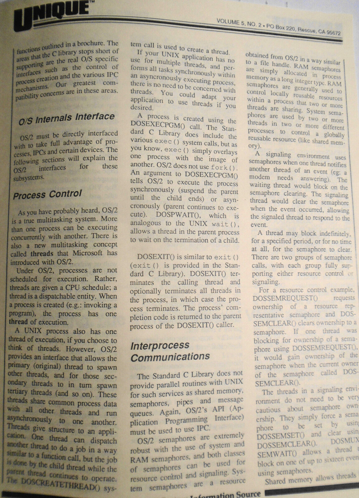 UNIQUE: The UNIX System Information Source Jan 1988 - Apple A/UX; OS/2 & UNIX