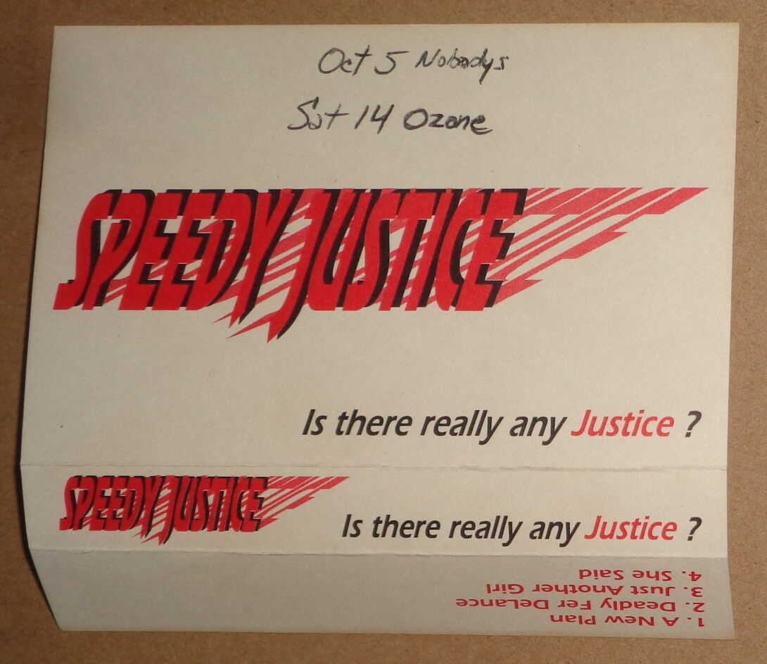 Speedy Justice - Rare Rock Demo Cassette 1991 - Brian Plaine - 4 Tracks