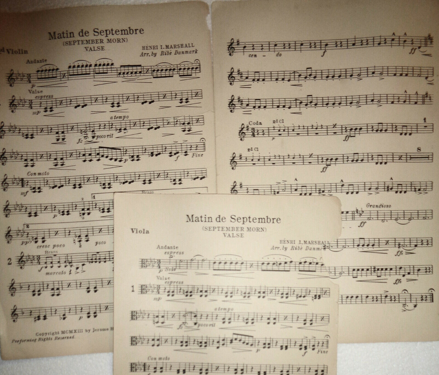 MATIN DE SEPTEMBRE (SEPTEMBER MORN), by Henry I Marshall. 1913 FOR ORCHESTRA
