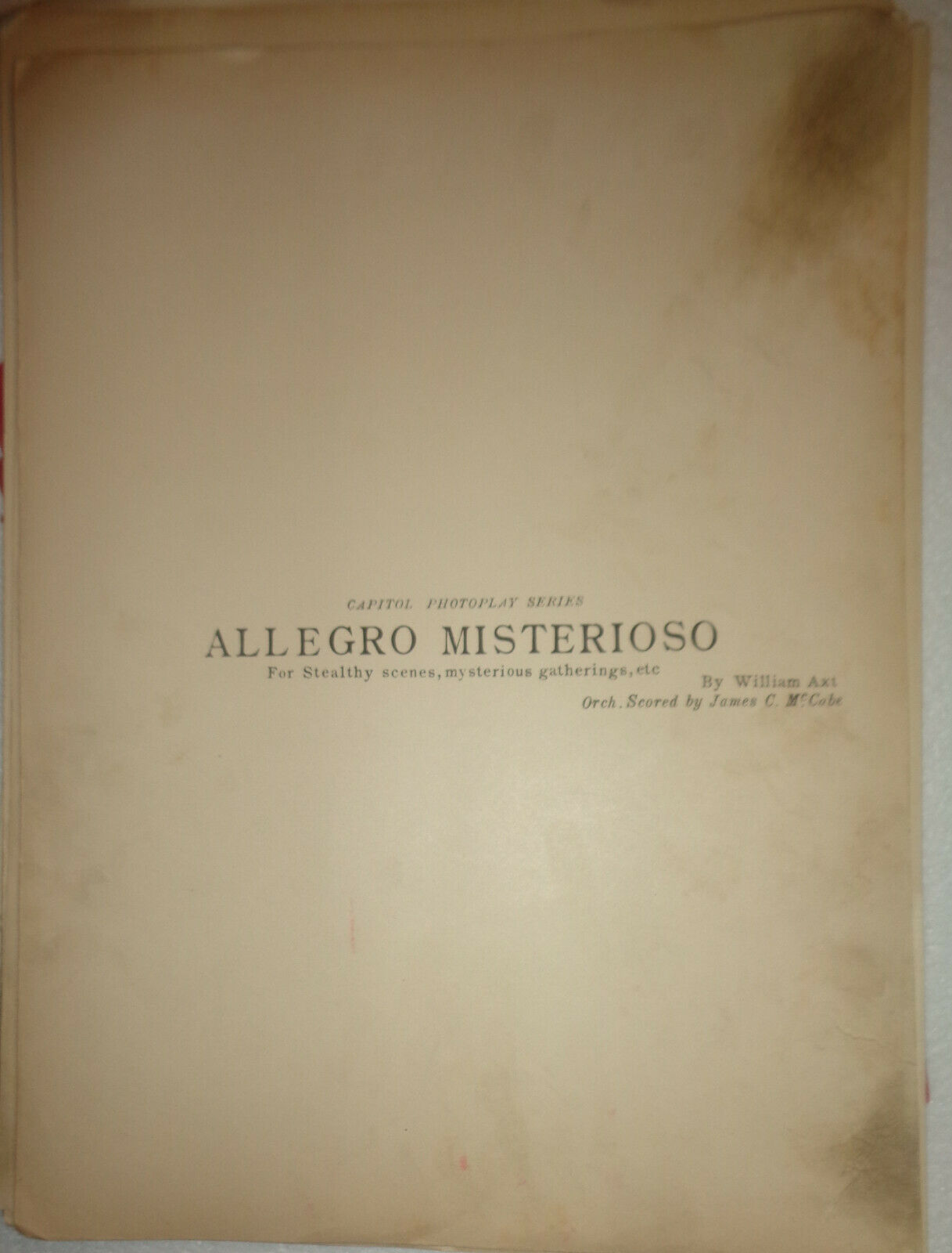 ALLEGRO MISTERIOSO - William Axt - STEALTHY SCENES, MYSTERIOUS.. 1924 Orchestra