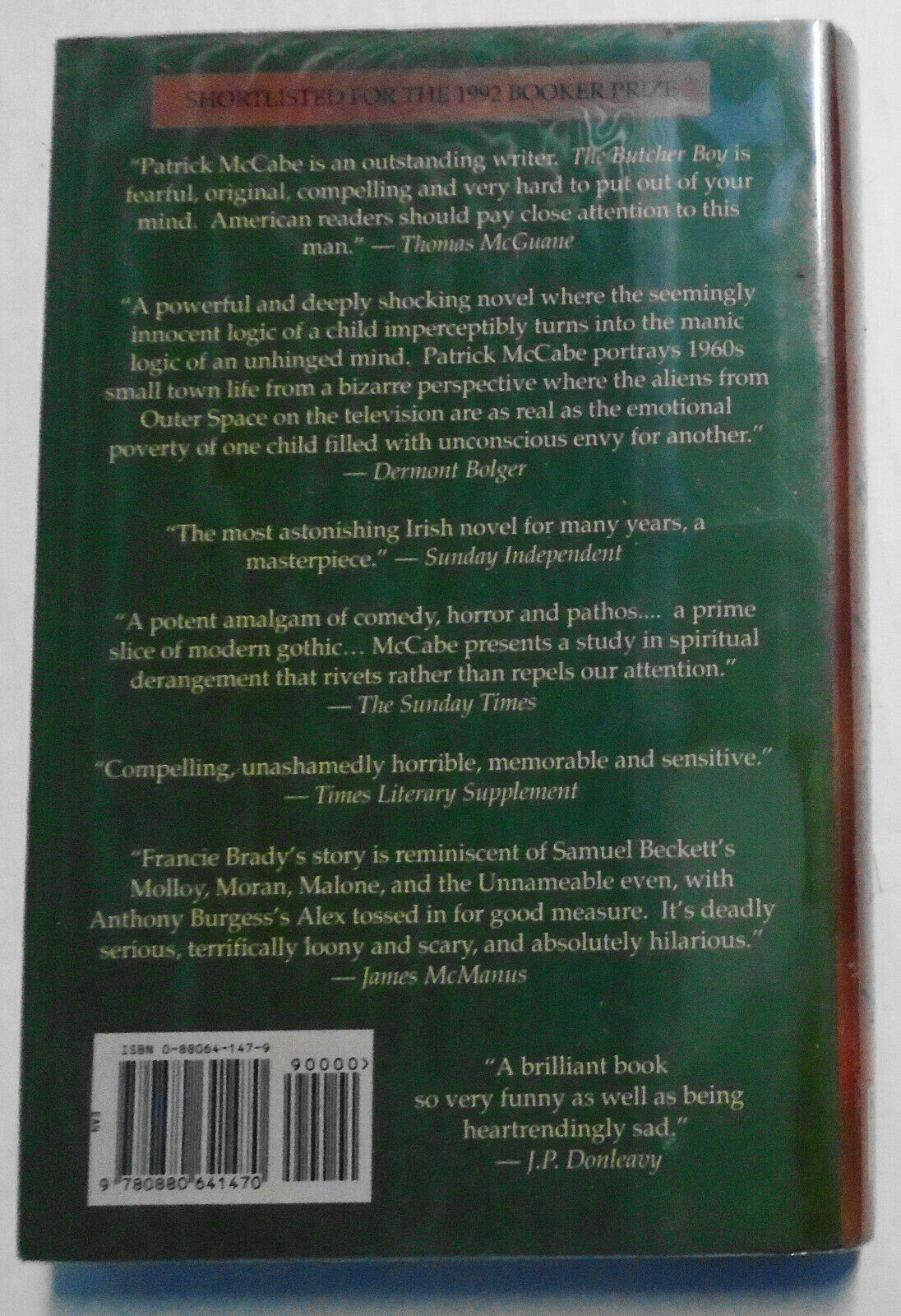 The Butcher Boy (Signed First Edition) by Patrick McCabe 1993 1st ptg hardcover