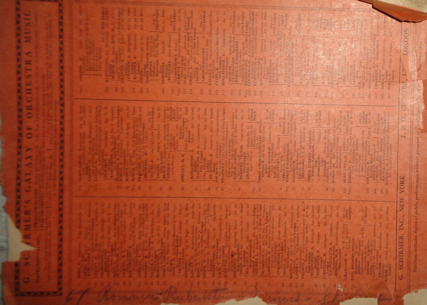 Romance by Rubinstein & Minuet by Schubert arr for orchestra by Otto Langey 1914