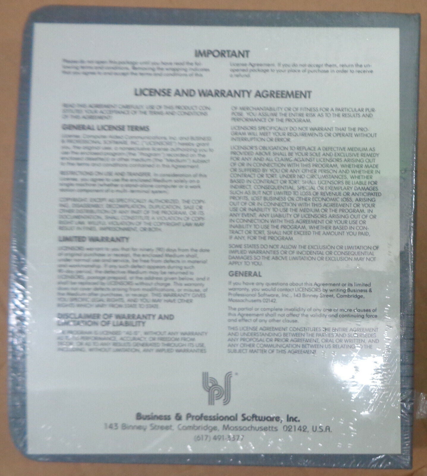 NEW, SEALED 35mm Express, by Business & Professional Software, Inc., 1986