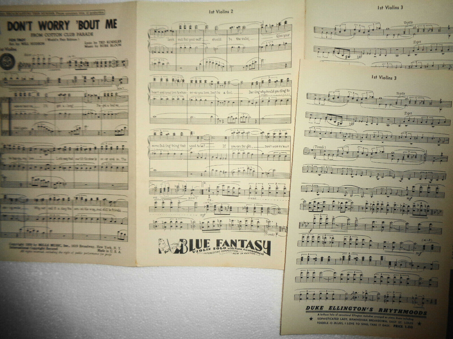 Don't worry 'bout me : from Cotton Club Parade- SHEET MUSIC FOR ORCHESTRA - 1939