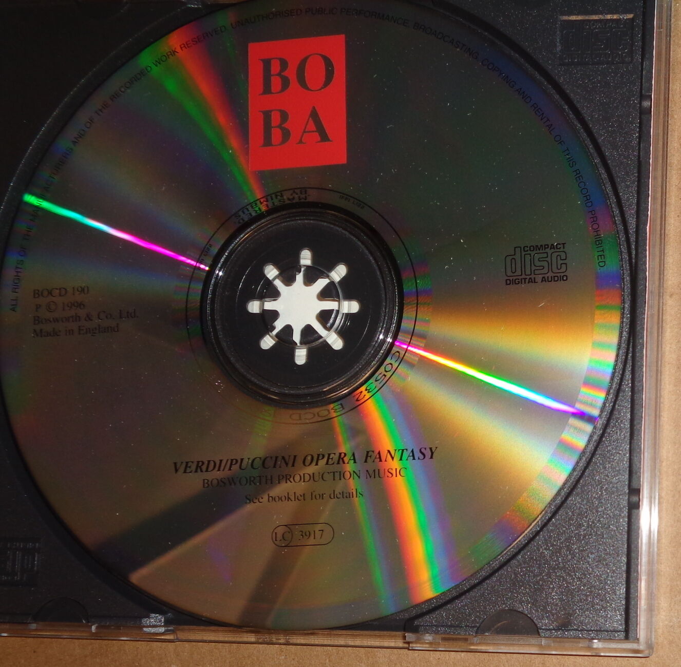 Verdi / Puccini Opera Fantasy - CD - 1996, Bosworth Production Music. BOCD 190