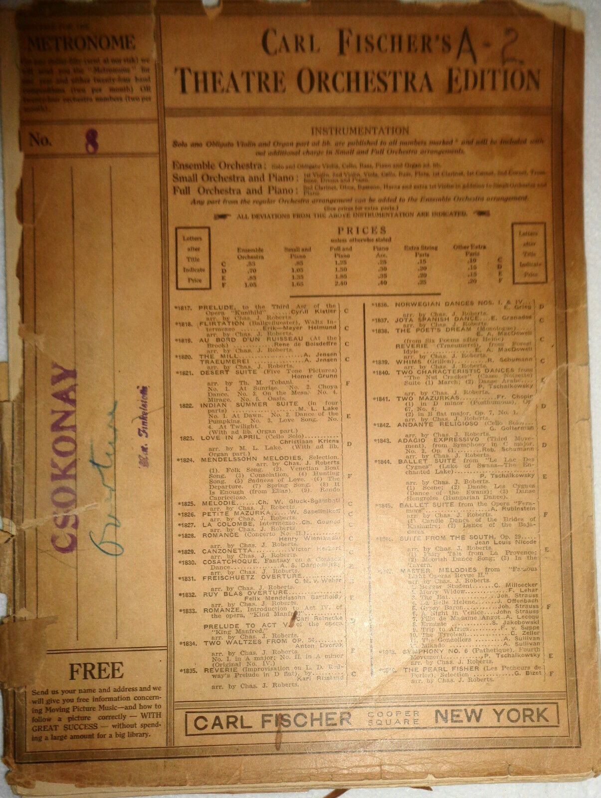 Csokonay : Hungarian overture : op. 139, by Béla Kéler. 1914 for orchestra