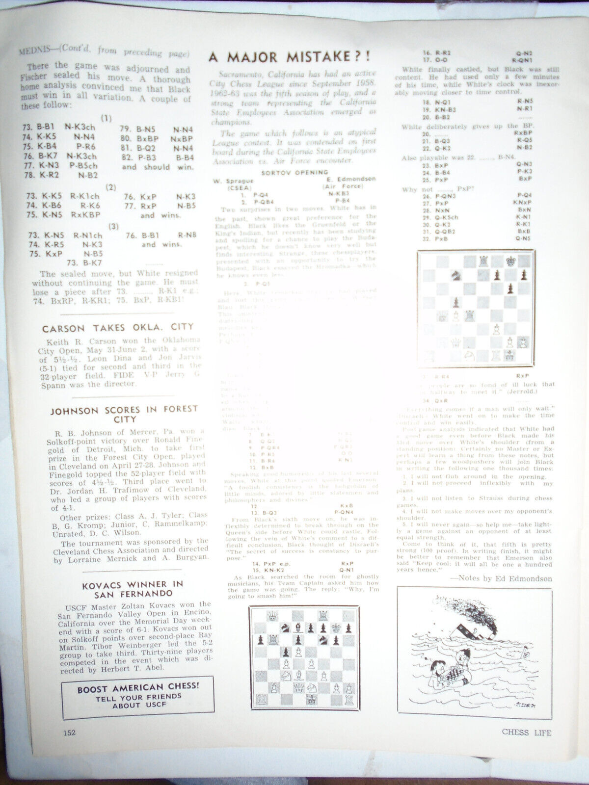 Chess Life, June 1963 - Fischer Talks Chess, Mednis upsets Fischer, etc.