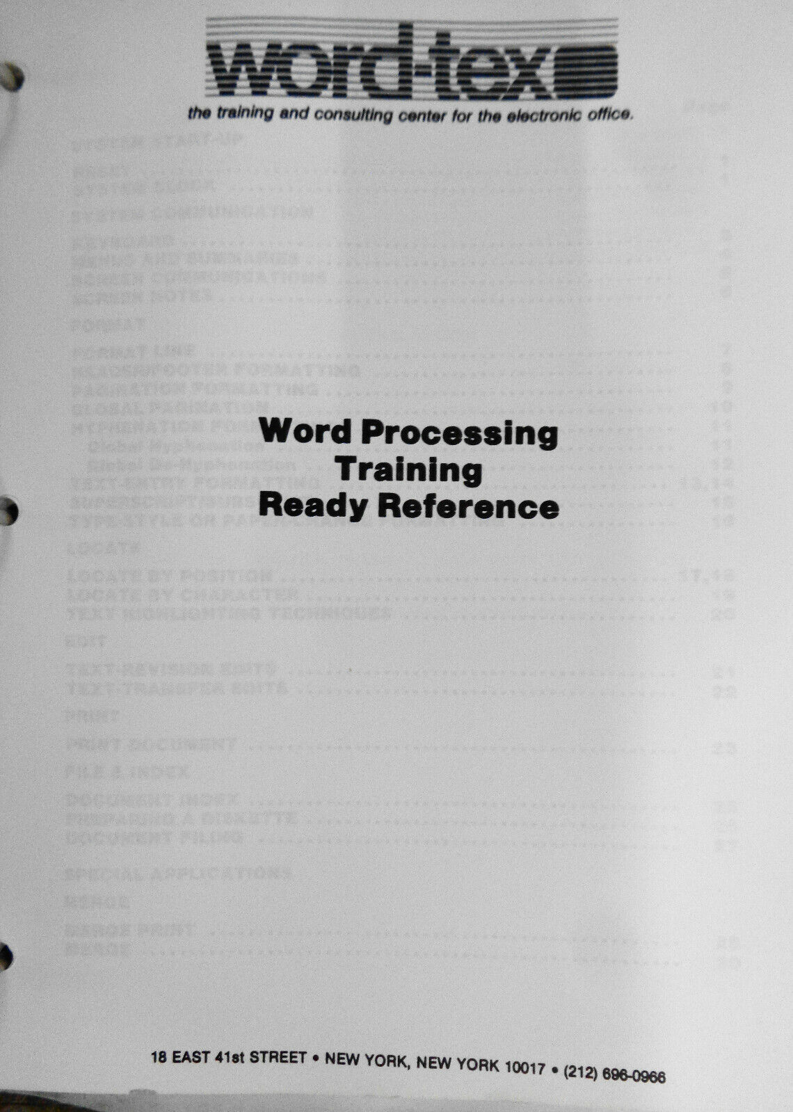 Word-Tex Wang Training Manual, 1983 - Word-processing and Mathematics