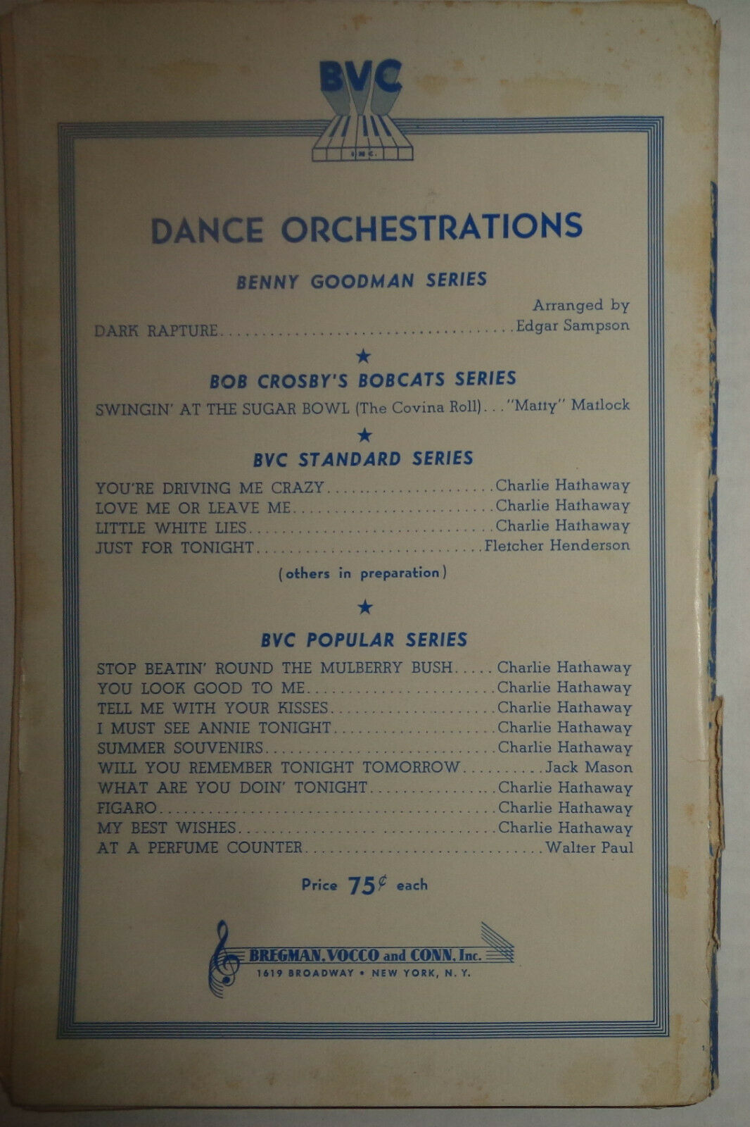 I MUST SEE ANNIE TONIGHT - FOX TROT - SHEET MUSIC FOR ORCHESTRA - 1938