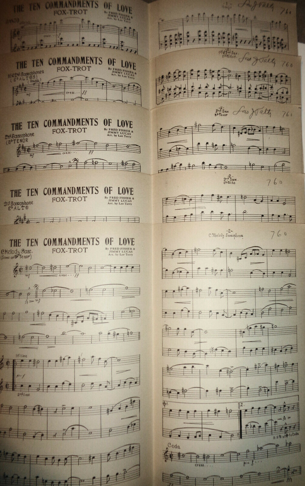 The Ten Commandments Of Love, by Fred Fisher; Jimmy Lucas. 1924. For orchestra.