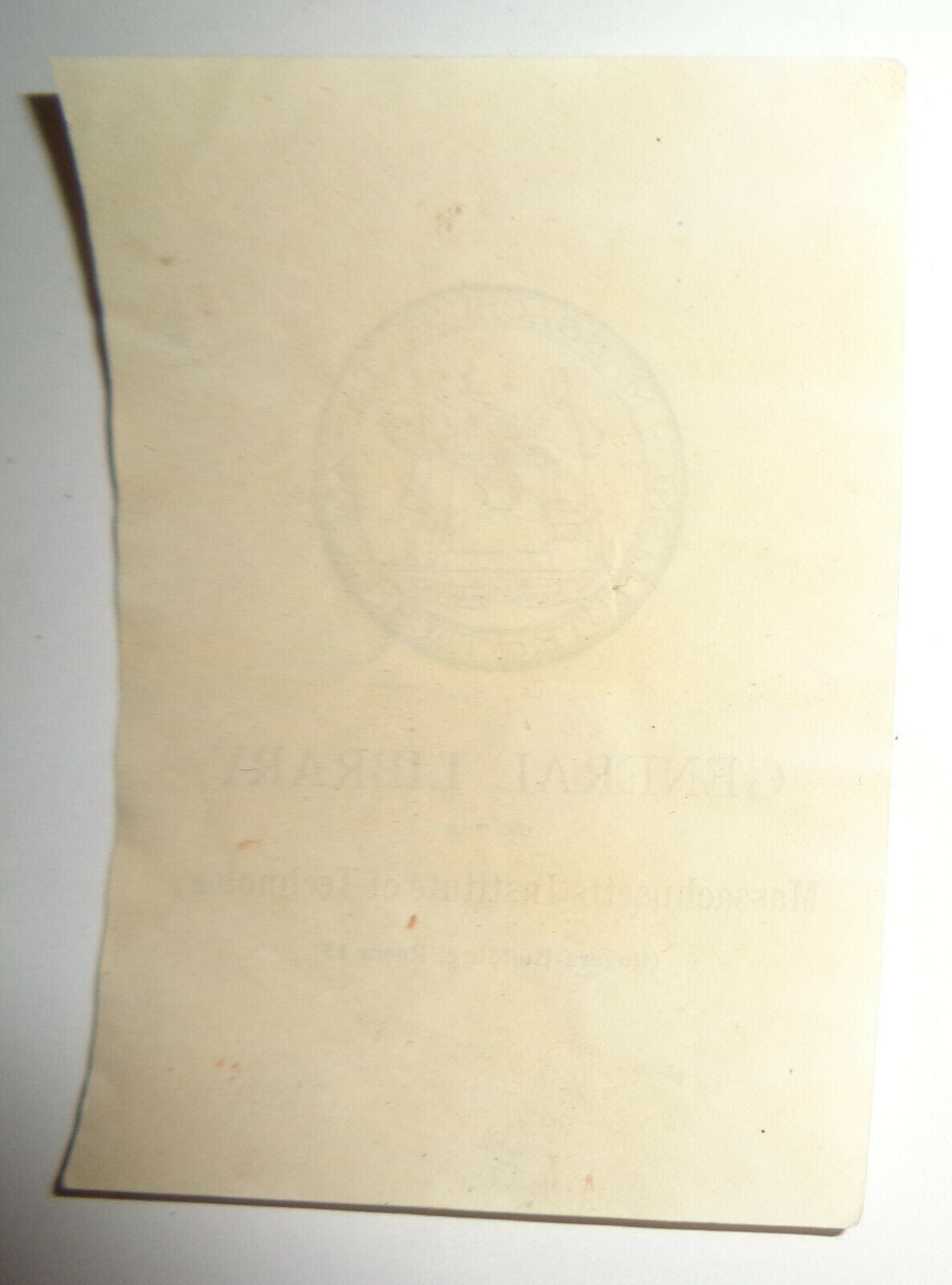 Massachussetts Institute of Technology General Library Bookplate, circa 1890