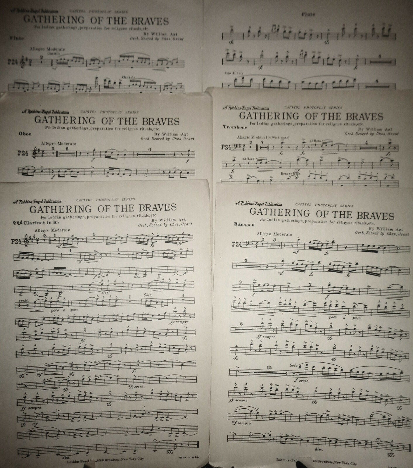 GATHERING OF THE BRAVES, by W. Axt - For Indian .. rituals... 1924 for orchestra
