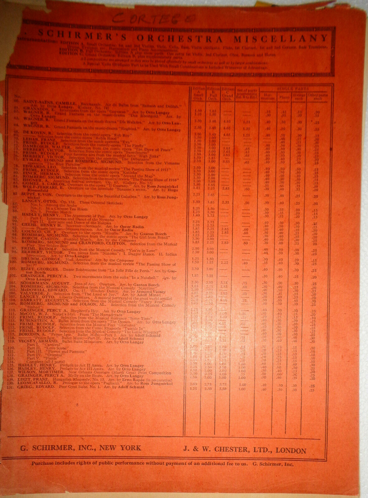 Cortege For Sad & processional scences by Erno Rapee; William Axt 1923 Orchestra