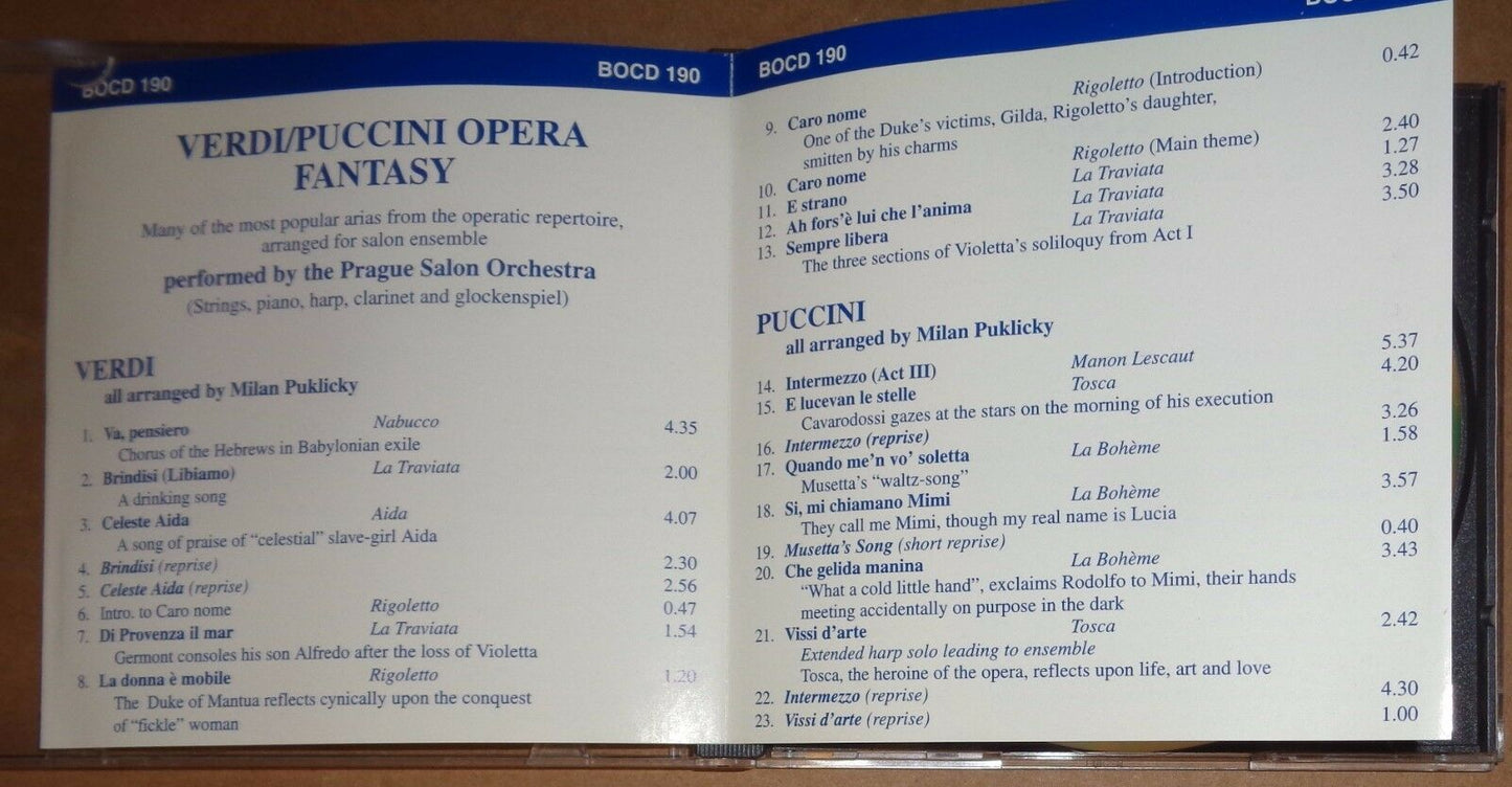 Verdi / Puccini Opera Fantasy - CD - 1996, Bosworth Production Music. BOCD 190