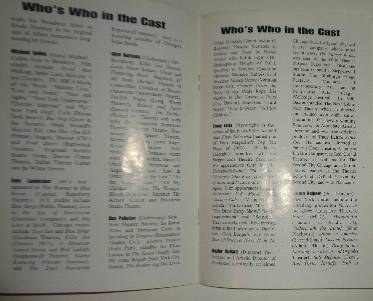 BUG, by Tracy Letts - Program - Barrow Street Theatre, 2004