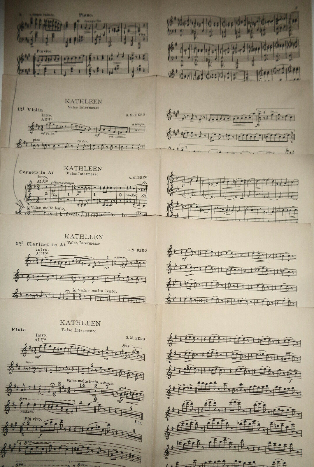 Kathleen : valse intermezzo, by S M Berg. 1918 orchestra score