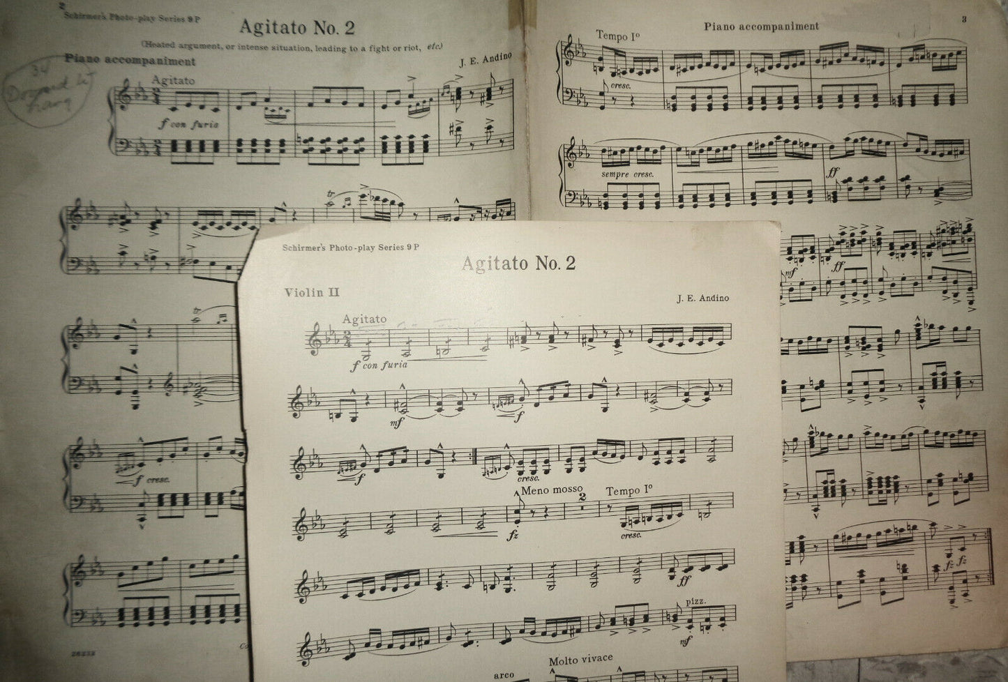 Agitato no. 2: heated argument, intense situation by J Andino 1915 for orchestra