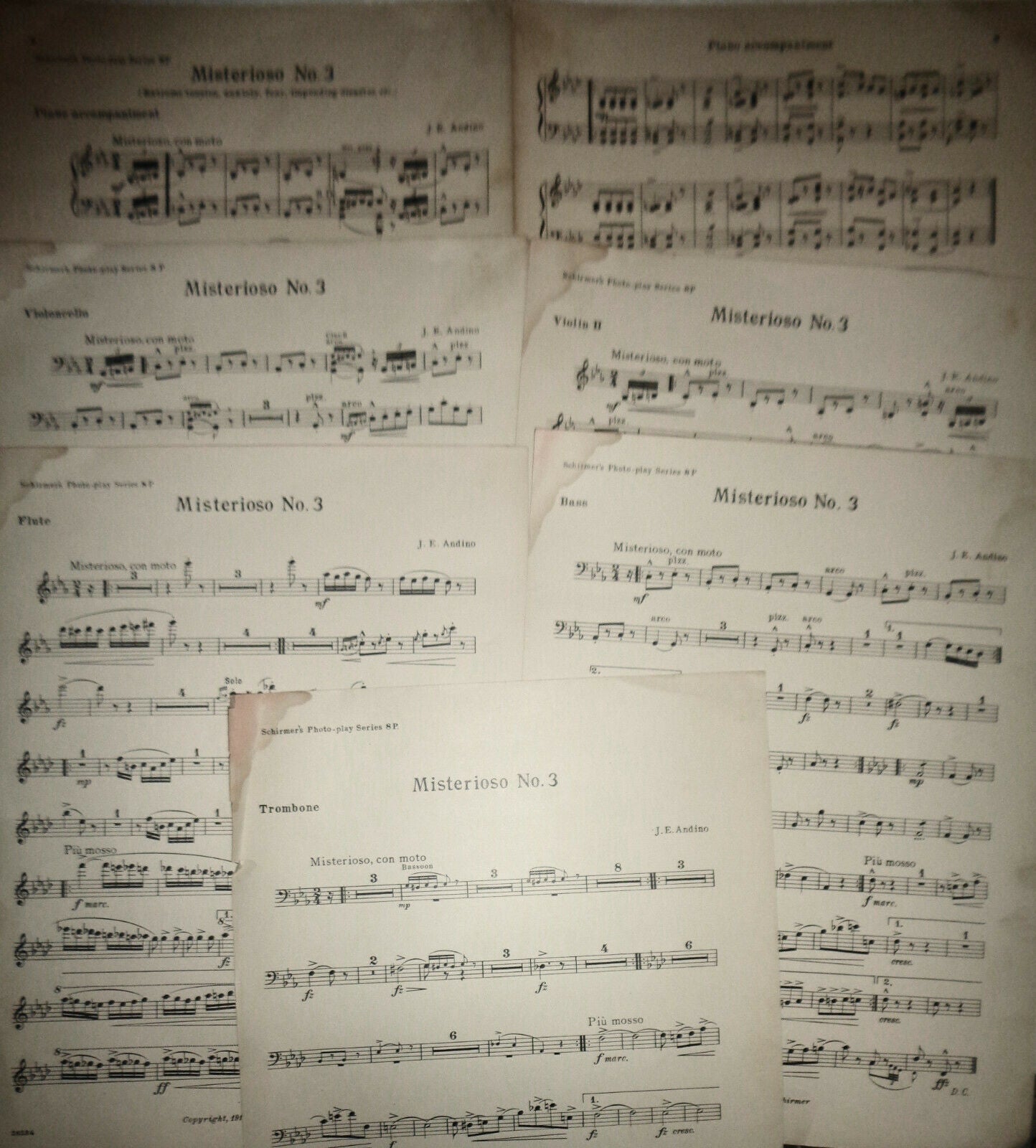 MISTERIOSO NO. 3 - EXTREME TENSION, ANXIETY..., by J Andino. 1915 for orchestra